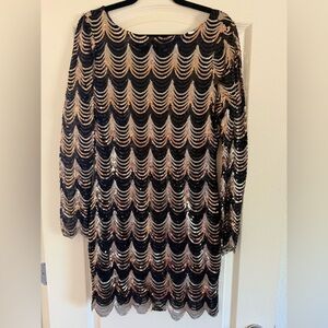 Charlotte Russe Black Dress with Gold Sequin Wave Pattern